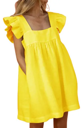 Feel Radiant in a Versatile Ruffle Shoulder Dress & Square Open Back