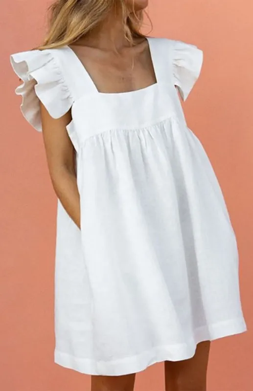 Feel Radiant in a Versatile Ruffle Shoulder Dress & Square Open Back