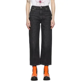 GANNI Black Washed High Waisted Cropped Jeans