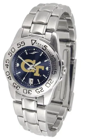 Georgia Tech Yellow Jackets Ladies AnoChrome  Steel Band Sports Watch