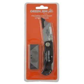 Green Jem Folding Lock-Back Utility Knife