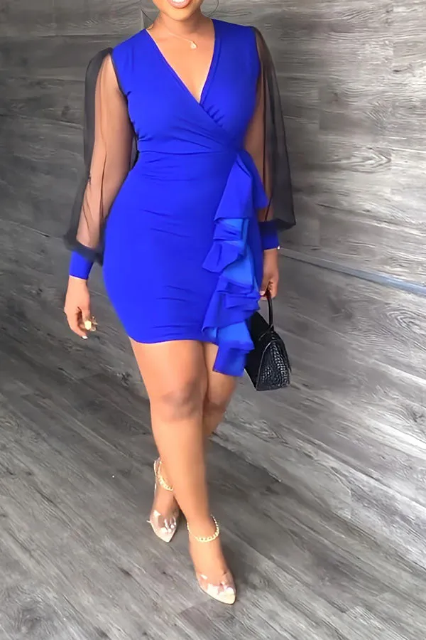 Mesh Patchwork Flattering Stringy Selvedge Mini Dress