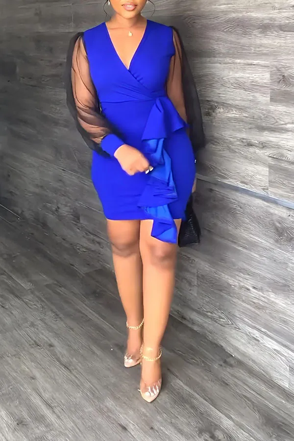 Mesh Patchwork Flattering Stringy Selvedge Mini Dress