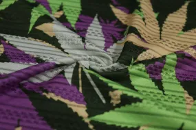 Multicolor Floral Printed Textured Knit Fabric