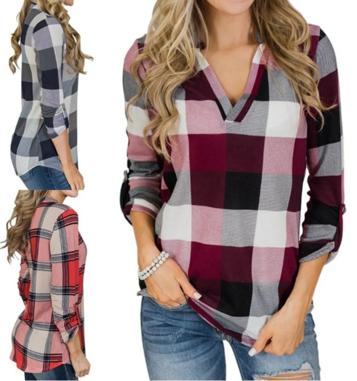 Plaid Long Sleeve Top
