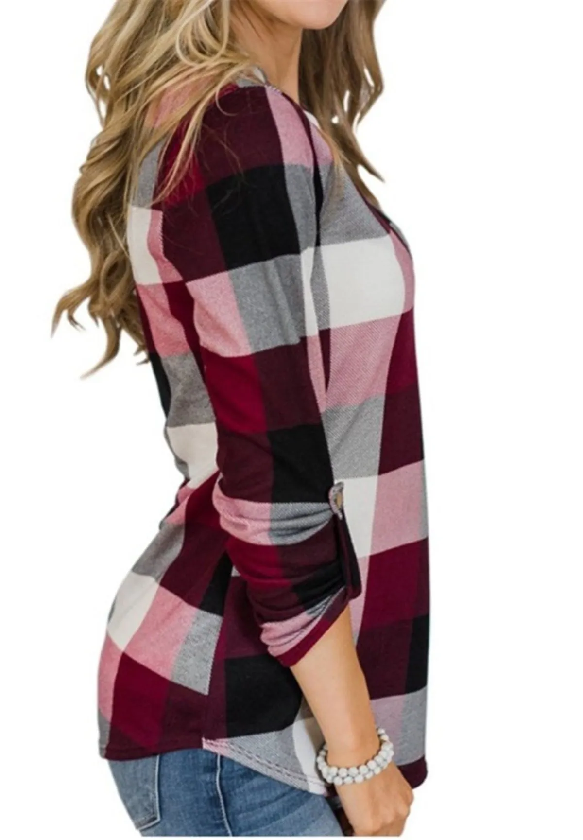 Plaid Long Sleeve Top