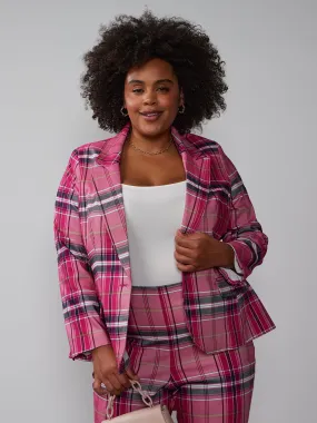 Plus Yarn Dyed Plaid Blazer