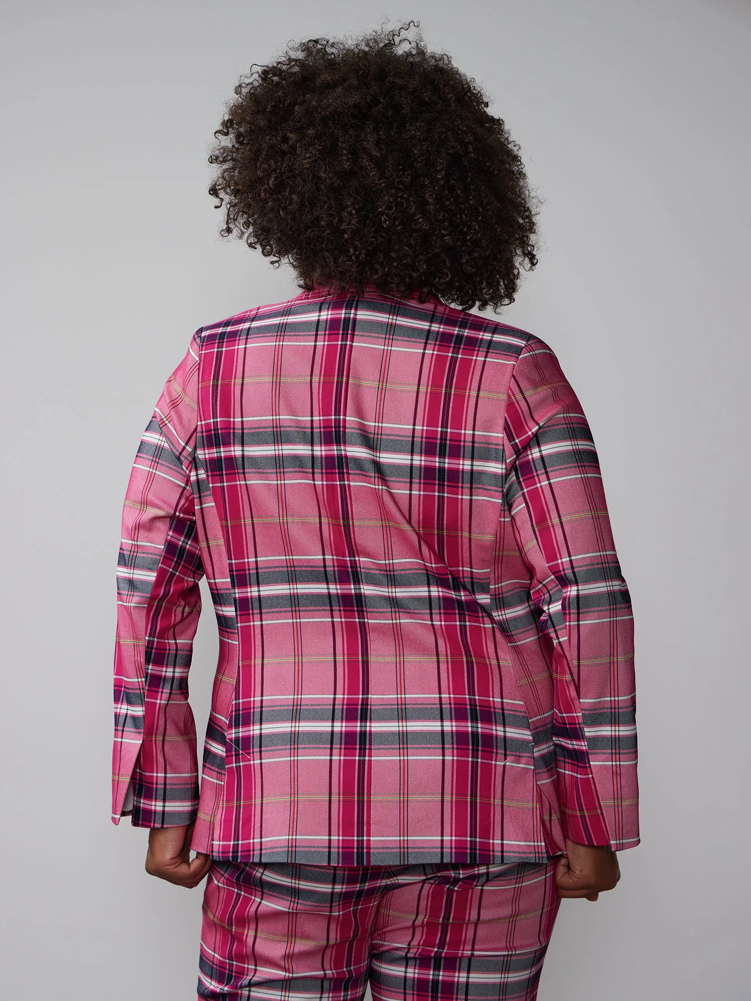 Plus Yarn Dyed Plaid Blazer