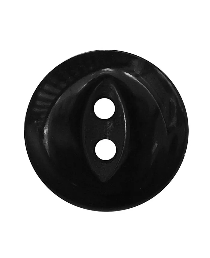 POLYESTER BUTTON ROUND SHAPE WITH SHINY SURFACE AND 2 HOLES - SIZE: 13MM - COLOR: SCHWARZ - ART.NO.: 241274
