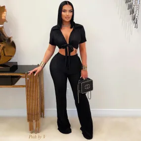 Reina palazzo pants set (Black)