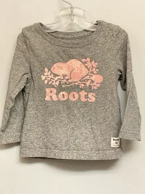 Roots Size 12M Gray & Pink Logo Cotton Infant Girls Onesies & Tees