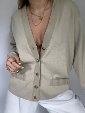 Salvatore Ferragamo Two Toned Logo Button Cardigan Size M