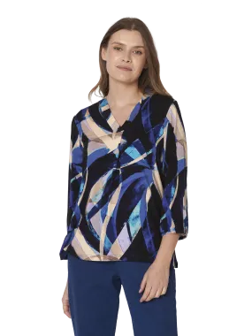 Signature abstract V neckline tops