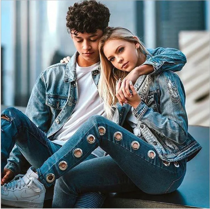 Washed Tight Hoop Jeans For Women - GlamzLife